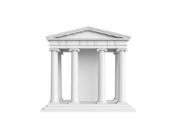 White classical temple portico with six fluted Ionic columns 3D architectural rendering. png
