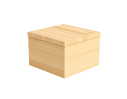 Minimalist Light Wood Cube Box with Lid and Visible Grain Pattern. png