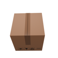 Sealed cardboard box in clean 3D design. Perfect for logistics, postal service and product delivery png