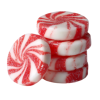 Red and white swirl hard candies stacked high a sweet treat png