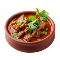 Delicious meat stew in a rustic bowl garnished with fresh herbs a flavorful culinary delight png