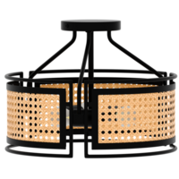 Render rattan ceiling light modern decor with transparent background png