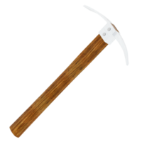 3d render metal pickaxe wooden handle mining tool with transparent background png