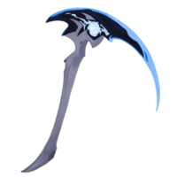3d render fantasy scythe glowing blade dark with transparent background png