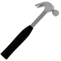 Render metal claw hammer carpentry tool with transparent background png