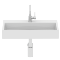Render modern rectangular bathroom sink faucet with transparent background png