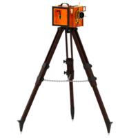 3d render antique box camera on tripod with transparent background png