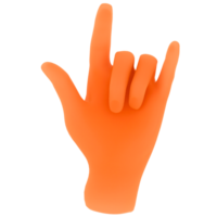 3d render orange hand love sign with transparent background png