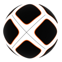3d render soccer ball black white orange with transparent background png