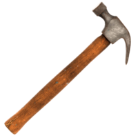 Render old hammer wood handle with transparent background png