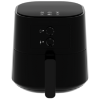 Render black air fryer kitchen appliance with transparent background png