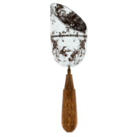 Render rusty scoop with wood handle with transparent background png