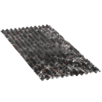 Render corrugated metal sheet rusty industrial roofing texture construction with transparent background png
