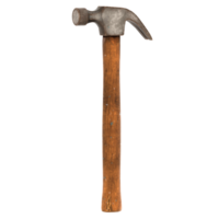 3d render old hammer wood handle with transparent background png