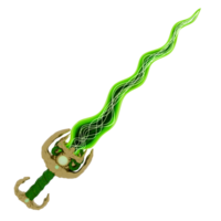 3d render magic sword green glowing blade with transparent background png