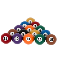 Render billiard balls triangle rack colorful numbered with transparent background png