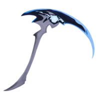 Render fantasy scythe glowing blade dark with transparent background png