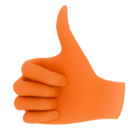 Render orange hand thumbs up gesture with transparent background png