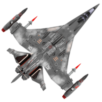 Render sci fi fighter jet with transparent background png
