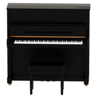 3d render black upright piano musical instrument with transparent background png
