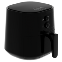 3d render black air fryer kitchen appliance with transparent background png
