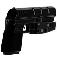 Black pistol futuristic weapon handgun tactical with transparent background png