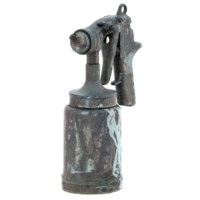 Render paint spray gun rusty old with transparent background png