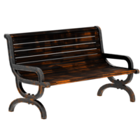 Render park bench rusty old with transparent background png