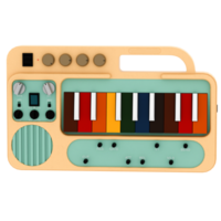 3d render synthesizer keyboard toy music instrument retro colorful design with transparent background png