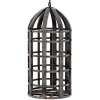 3d render medieval iron cage hanging metal rustic with transparent background png