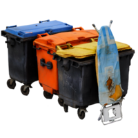3d render trash bins urban scene with transparent background png