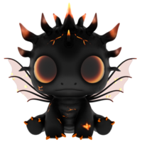 Render cute dragon lava style with transparent background png