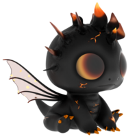 3d render cute dragon lava style with transparent background png