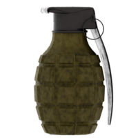 3d render hand grenade military explosive with transparent background png