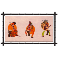 Render african wall art drum painting with transparent background png