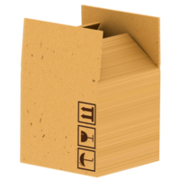 3d render cardboard box packaging open with transparent background png