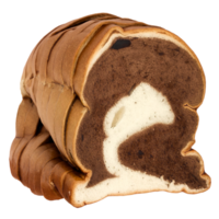 Render chocolate bread swirl sliced bakery food with transparent background png