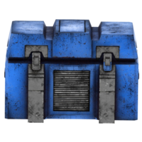 Render blue sci fi equipment box with transparent background png