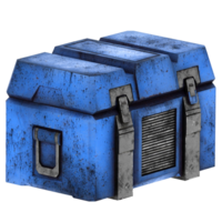 3d render blue sci fi equipment box with transparent wallpaper png