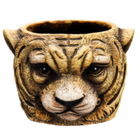 Render tiger head flower pot with transparent background png