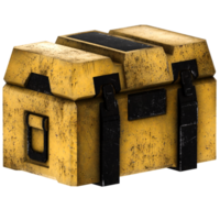 3d render yellow sci fi equipment box with transparent background png