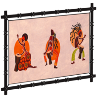 3d render african wall art drum painting with transparent background png
