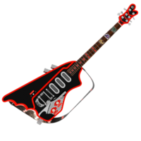 3d render red electric guitar modern style with transparent background png