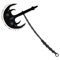 3d render fantasy battle axe weapon dark with transparent background png
