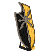 3d render medieval shield black yellow cross with transparent background png