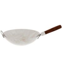 Render wok pan kitchen utensil cooking metal with transparent background png