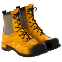 3d render yellow leather combat boots lace up with transparent background png