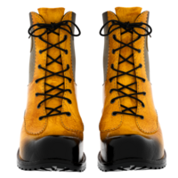 Render yellow leather combat boots lace up with transparent background png