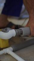 Curved Plastic Pipe Heated for Welding with Insulation video