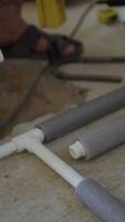 Plastic Pipe Being Welded with Heating Tool video